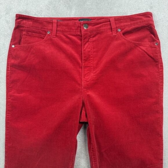 Talbots Pants Corduroy Women's Size 14 Red High-Waist Straight Leg Holiday Work - Picture 3 of 11